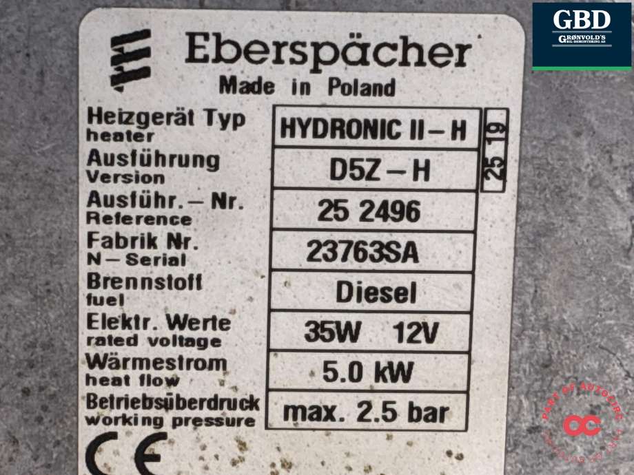 Dieselvarmer til Toyota Land Cruiser 150 2014-->> (Fase 2)  (8711042030|23763SA|)