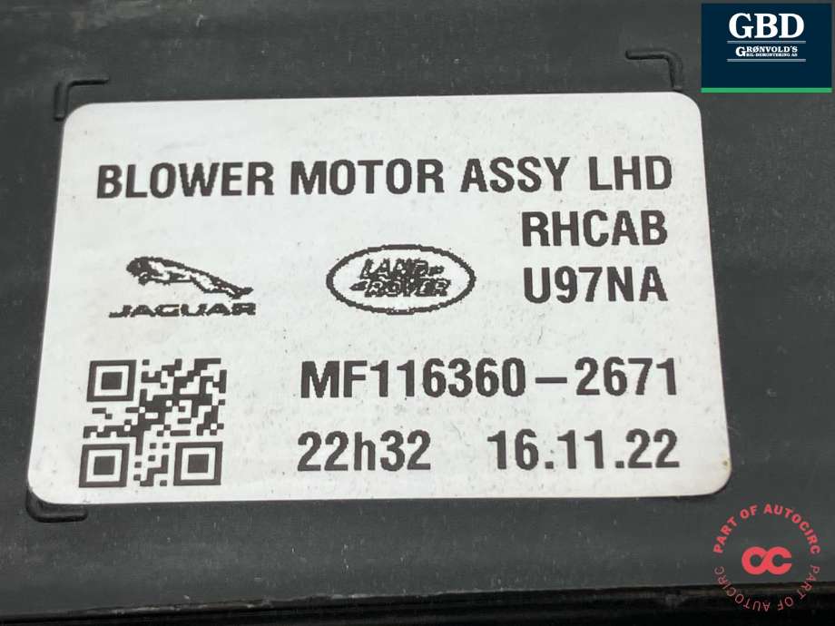 Varmeapparat motor til Jaguar F-PACE 2016-->> (X761) (X761) (T2H8144|GX7318456AA|MF116360-2671)