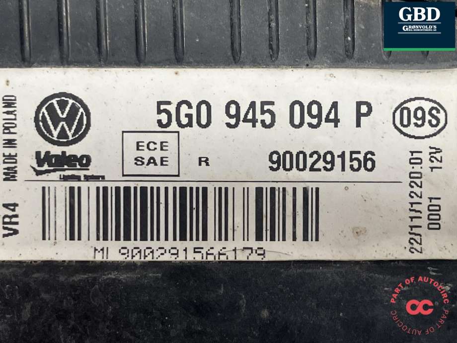 Baklykt høyre indre til VW Golf VII 2012-2017 (Fase 1)  (VALEO|5G0 945 094 AE|5G0 945 094 P|90029156)
