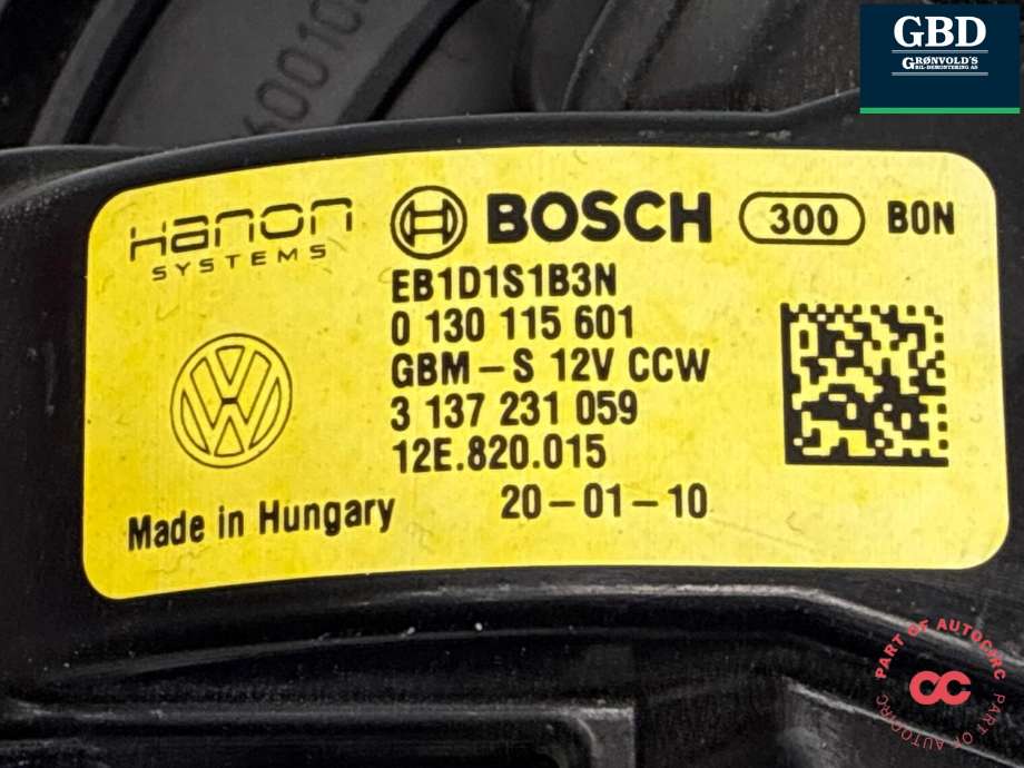 Varmeapparat motor til VW E-Up 2019-->>  (12E 820 015|)