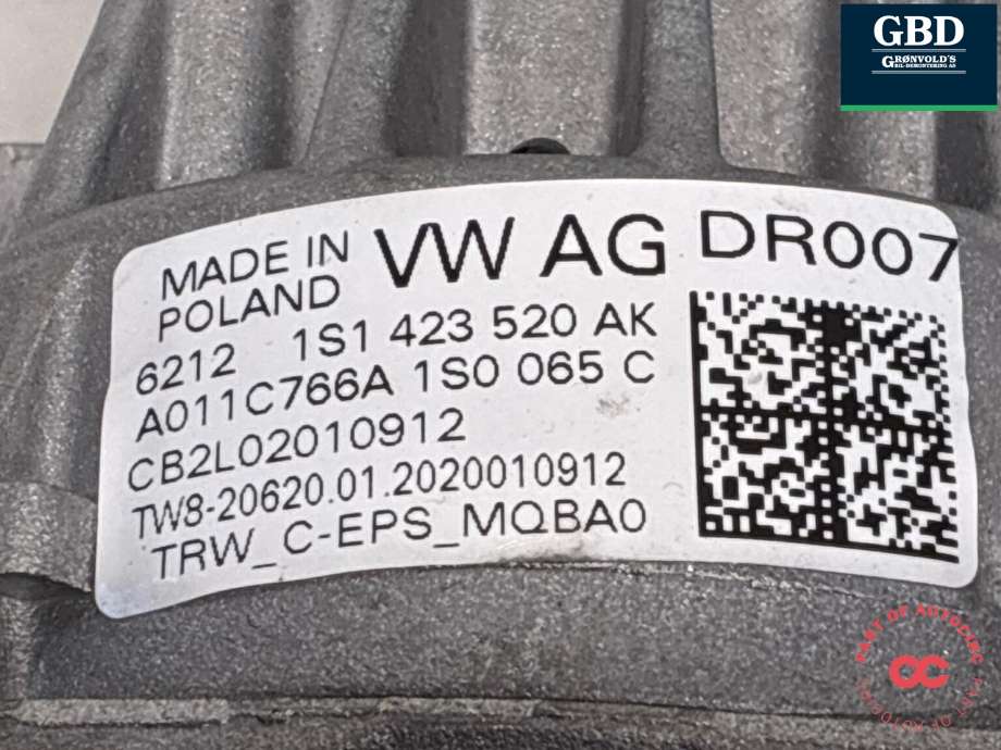 Rattaksel elektrisk servo til VW E-Up 2019-->> (1S1 423 520 AR|1S1 423 520 AN|1S1 423 520 AK)
