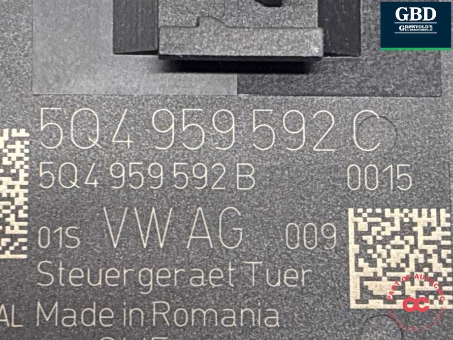 Styreenhet dør høyre foran til VW Golf VII 2012-2017 (Fase 1) (5Q4 959 592 E Z00|5Q4 959 592 C Z00|)