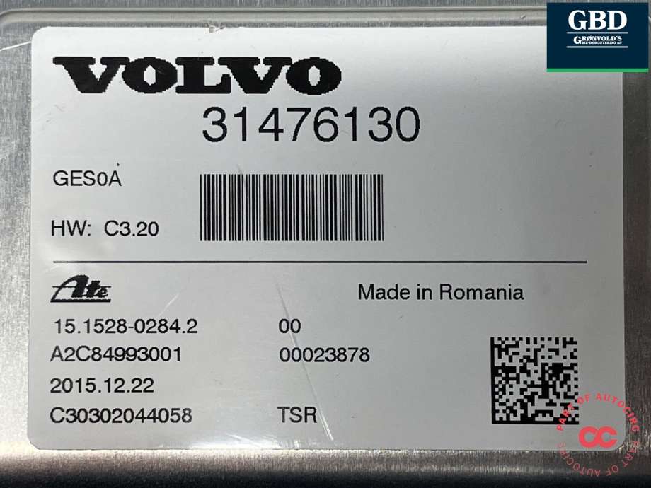 Styreenhet nivå/luftfjæring til Volvo XC90 2015-2025 (Type II)  (ATE|31476130|15.1528-0284.2| AC284993001|)