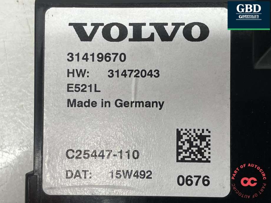 Styreenhet elektrisk bakluke til Volvo XC90 2015-2025 (Type II)  (32448576|31419670|31472043| C25447-110)