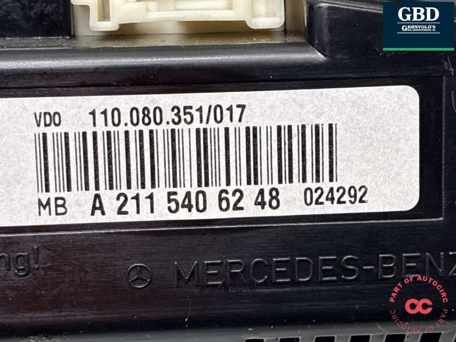 Instrumentpanel til Mercedes E-Klasse 2006-2009 (Fase 2) (W211) (W211) (A 211 440 74 11|A 211 440 45 11 |A 211 540 46 48|A 211 540 62 48 |A 211 540 09 48)