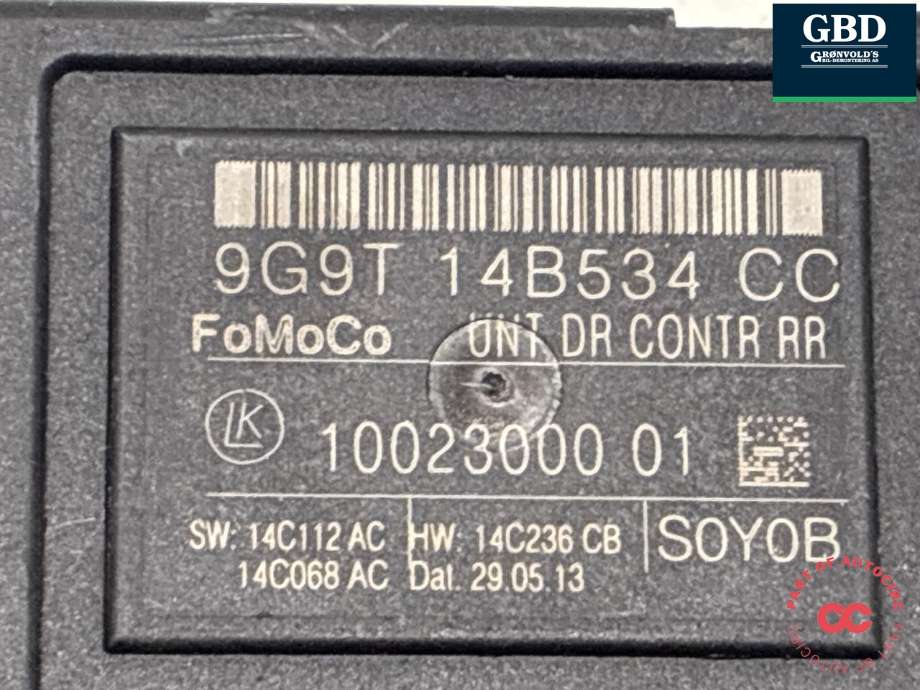 Styreenhet dør venstre bak til Ford Mondeo 2011-2014 (Type IV, Fase 2) (1689874|9G9T-14B534-CC|9G9T14B534CC)