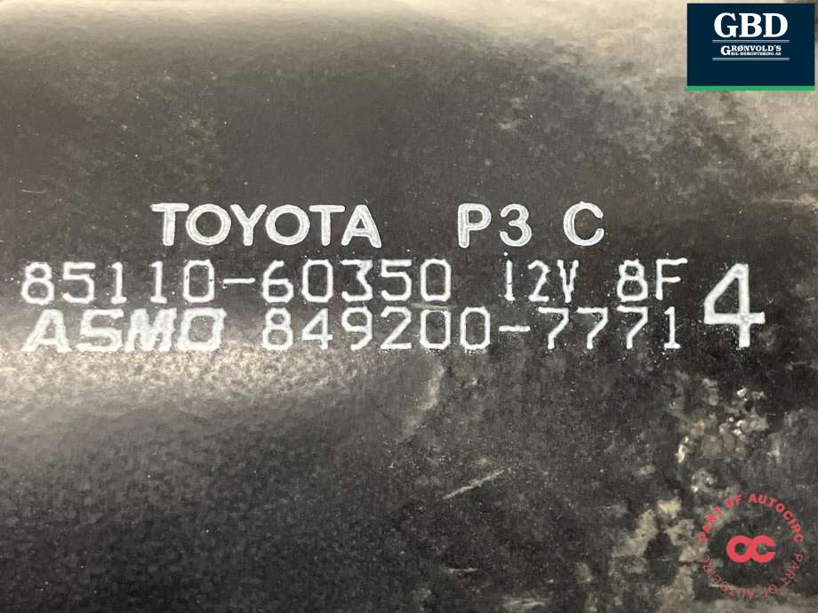Viskermotor frontrute komplett m/overføring til Toyota Land Cruiser 120 2002-2009 (ASMO|8515060260|85110-60350|849200-7771)