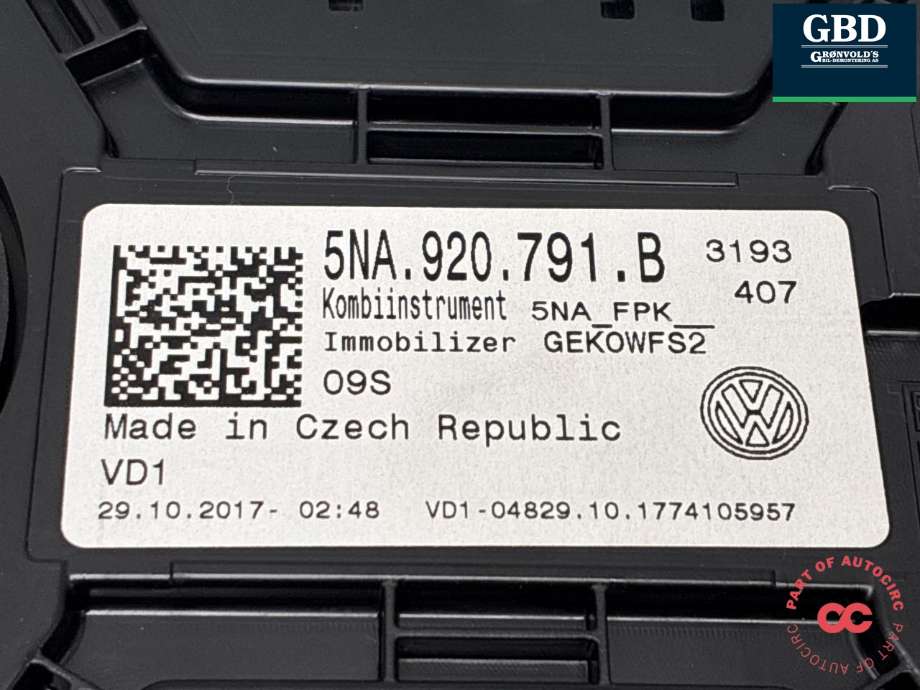 Instrumentpanel til VW Tiguan 2016-2020 (Type II, Fase 1)  (5NA 920 791 B|)