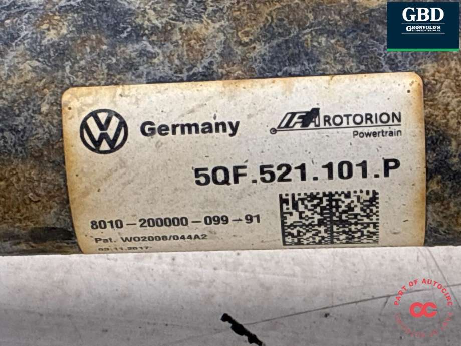 Mellomaksel til VW Tiguan 2016-2020 (Type II, Fase 1)  (5QF 521 101 P|)