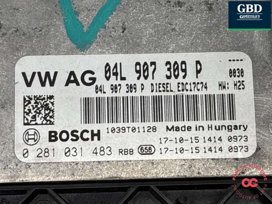 Styreenhet motor til VW Tiguan 2016-2020 (Type II, Fase 1)  (04L 906 026 HT|04L 906 026 HT 550|04L 907309P)