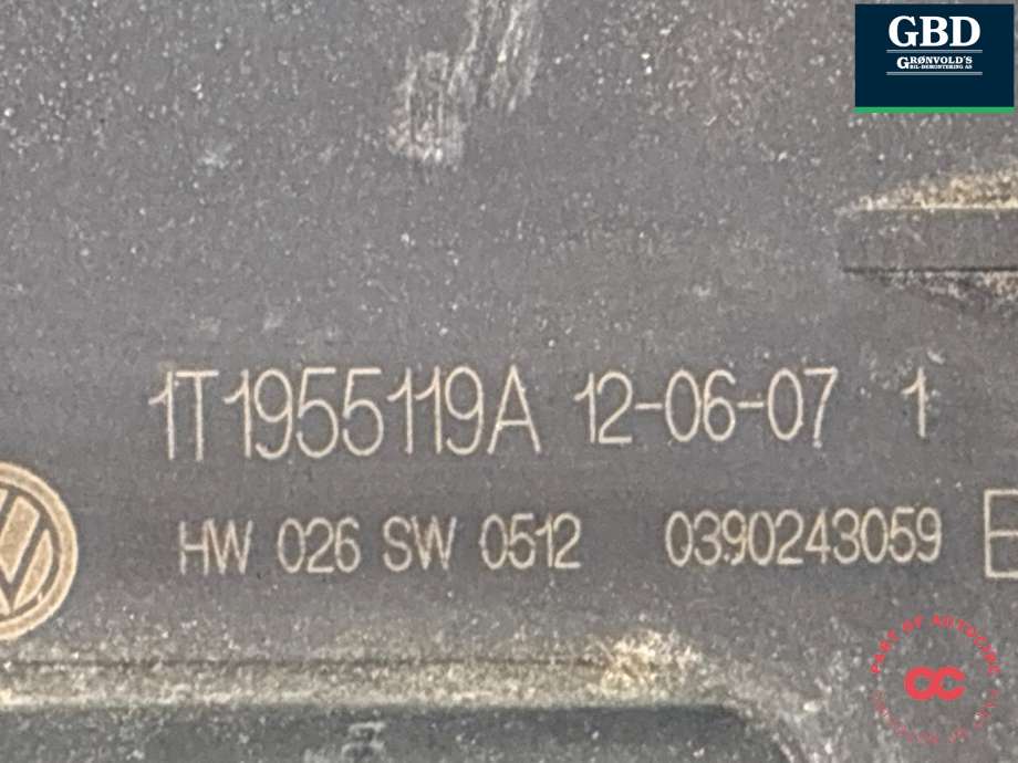 Viskermotor frontrute komplett m/overføring til VW Touran 2010-2015 (Type I, Fase 3) (2K1 955 023 J|1T1 955 023 A|1T1 955 119 A)