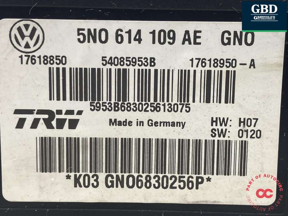 ABS sentral til Audi Q3 2011-2014 (Type I, Fase 1)  (5N0 614 109 AF|5N0 698 109 J  BEF|5N0 614 109 AF BEF)