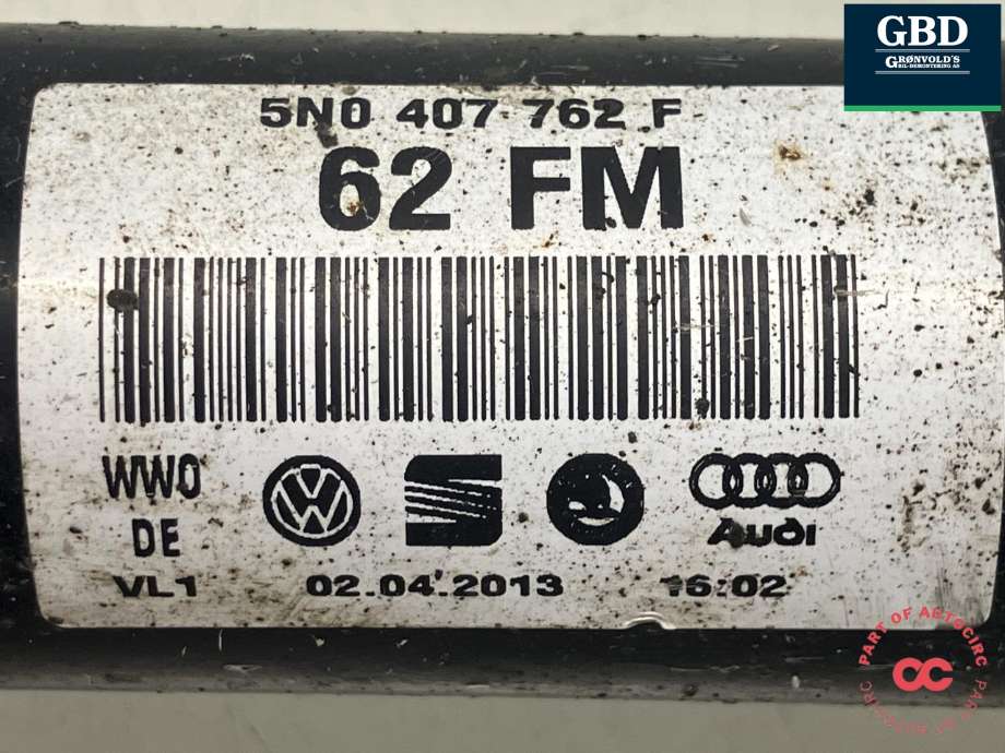 Drivaksel høyre foran, diesel/manuell til Audi Q3 2011-2014 (Type I, Fase 1) (5N0 407 762 F|5N0 407 762 FX|)