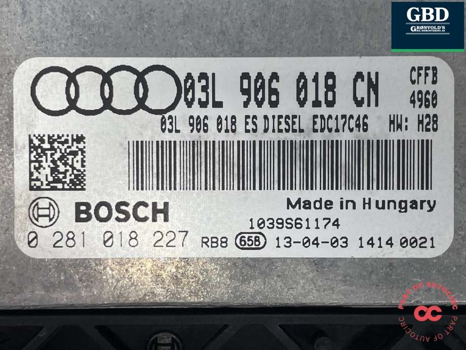 Styreenhet motor til Audi Q3 2011-2014 (Type I, Fase 1)  (BOSCH|03L 906 018 CN|0 281 018 227|)