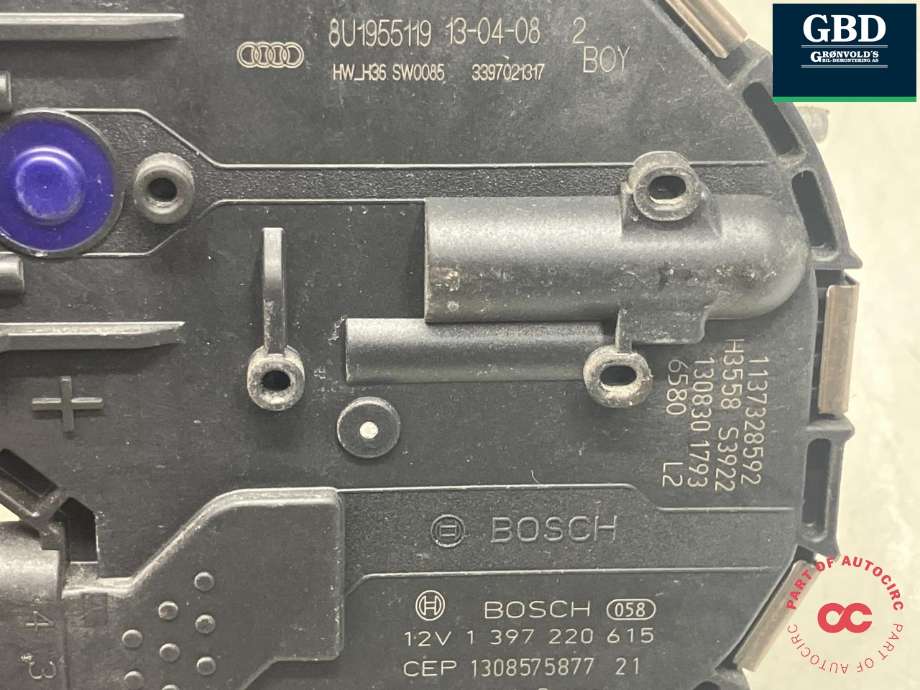 Viskermotor frontrute til Audi Q3 2011-2014 (Type I, Fase 1) (BOSCH|8U1 955 023|8U1 955 119|1 397 220 615)