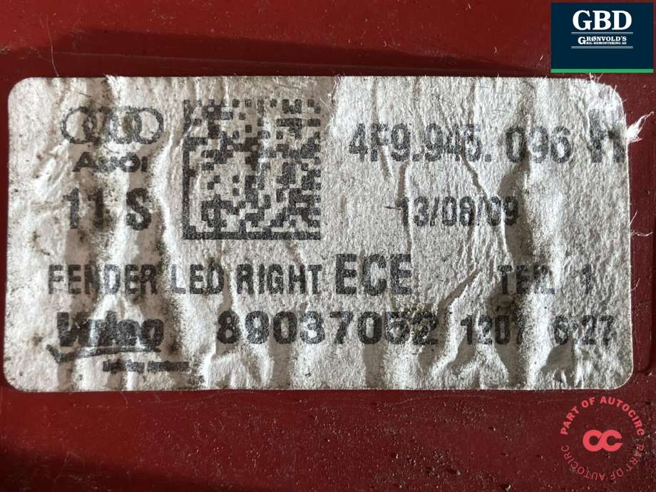 Baklykt høyre ytre til Audi A6 2005-2008 (Type III, Fase 1) (C6) (C6) (VALEO|4F9 945 096 H|89037052|)