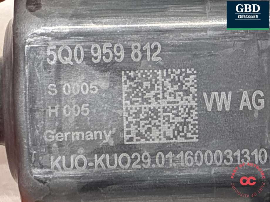 Ruteheis, kun motor, høyre bak til VW Golf VII 2012-2017 (Fase 1) (5Q0 959 408|0 130 822 694|5Q0 959 812)