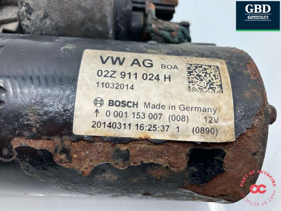 Starter diesel til VW Transporter / Caravelle 2009-2015 (Fase 2) (T5) (T5) (02Z 911 024 H|02Z 911 024 HX|)