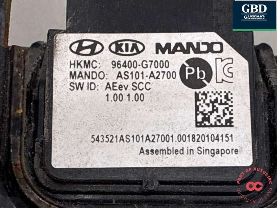 Sensor radar til Hyundai Ioniq Electric 2016-2019 (Fase 1) (96400G 7000|)