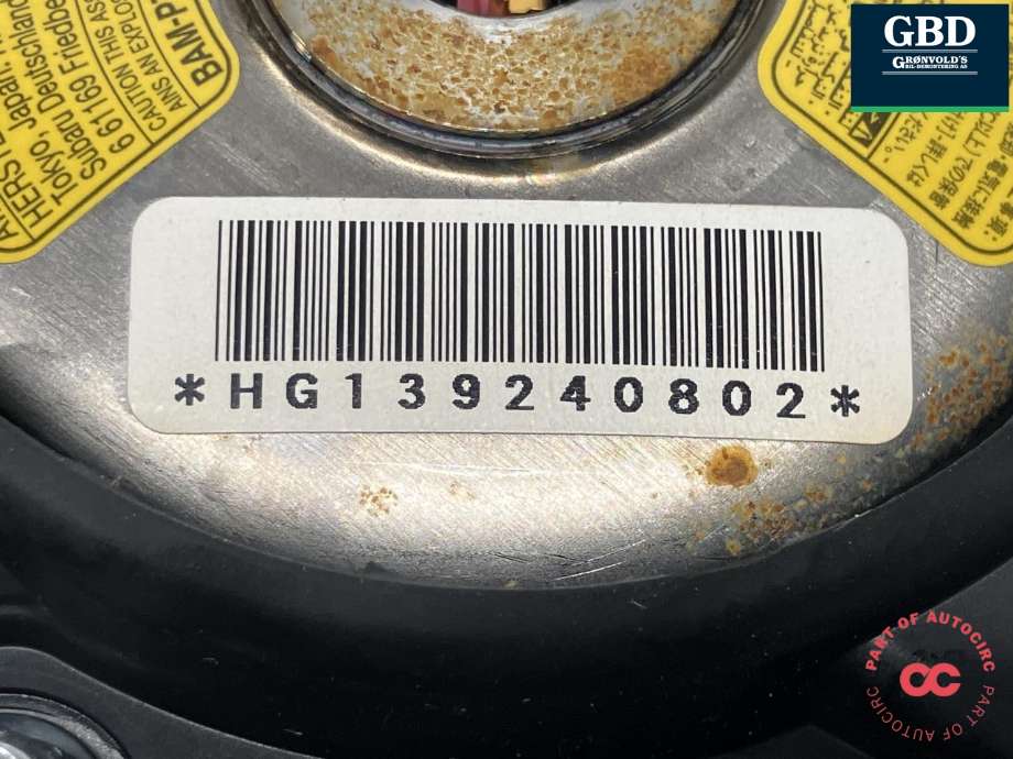 Airbag ratt til Subaru XV 2012-2017 (Type I) (TOYODA GOSEI|98211FJ060VH|TG12A02001|0589-P1-000409)