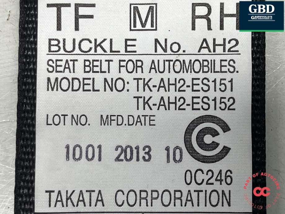 Sikkerhetsbelte foran høyre til Subaru XV 2012-2017 (Type I) (TAKATA|64622FJ001VI|0589-P1-000146| 1085479|TK-AH2-ES151| TK-AH2-ES152)