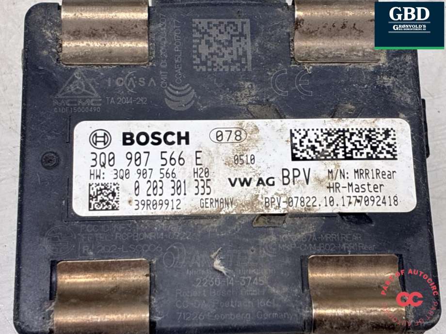 Sensor radar til VW Tiguan 2016-2020 (Type II, Fase 1) (3Q0 907 566 E|0 203 301 335)