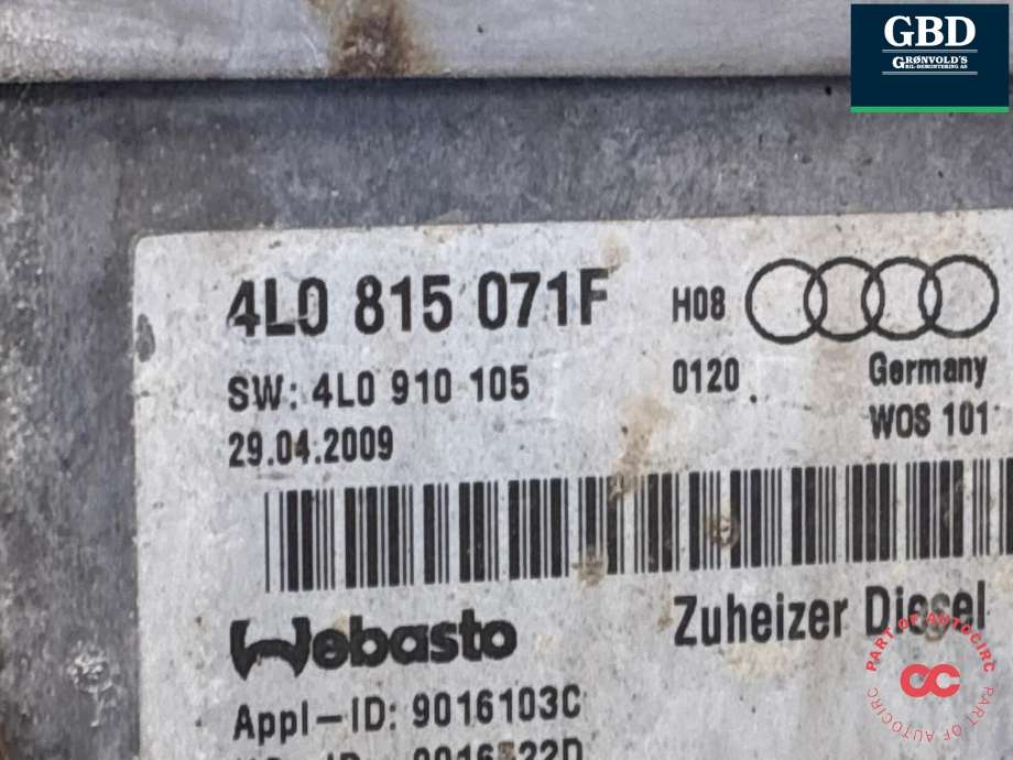 Dieselvarmer til Audi Q7 2006-2010 (Type I, Fase 1) (4L0 815 071 J|4L0 815 071 G|)