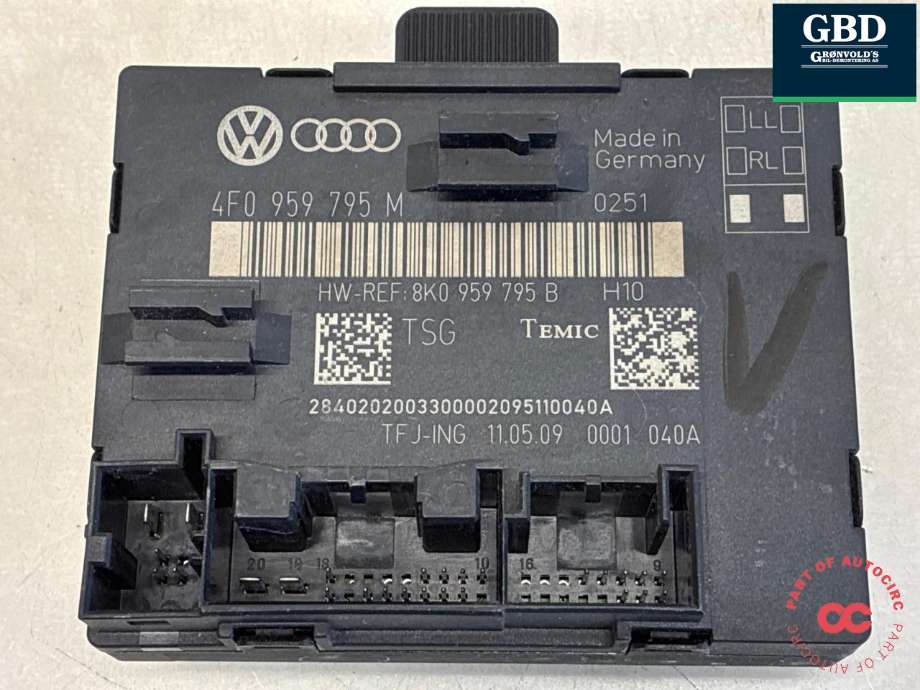 Styreenhet dør venstre bak til Audi Q7 2006-2010 (Type I, Fase 1) (4F0 959 795 P|)