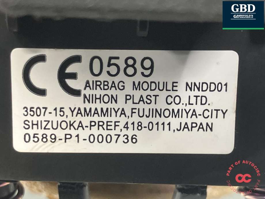 Airbag rattpute til Nissan Leaf 2018-->> (Type II) (K85105SH1A|K85105SH0A|0589-P1-000299)