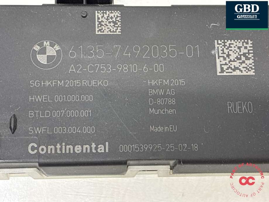 Styreenhet elektrisk bakluke til BMW X5 2013-2018 (F15) (F15) (61 35 9 451 483|7492035-01|6135-7492035-01)