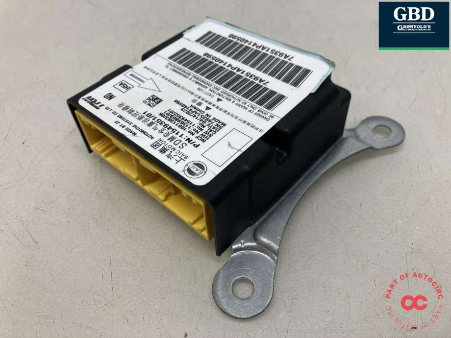 Styreenhet airbag hovedsensor til MG ZS EV, 2022-->> (Type I, Fase 2) (TRW|11549351)