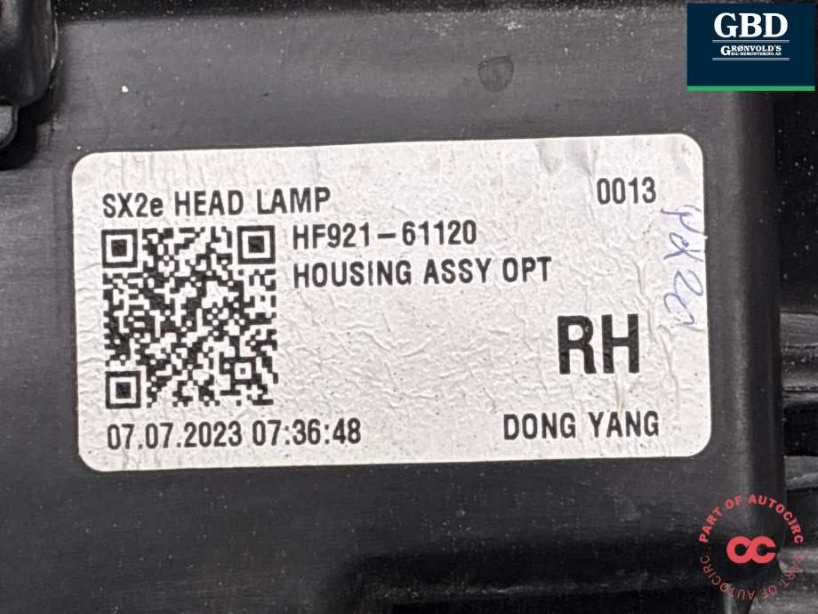 Frontlykt høyre full-LED til Hyundai Kona 2024-->> (Type II)  (92102-J9600|)