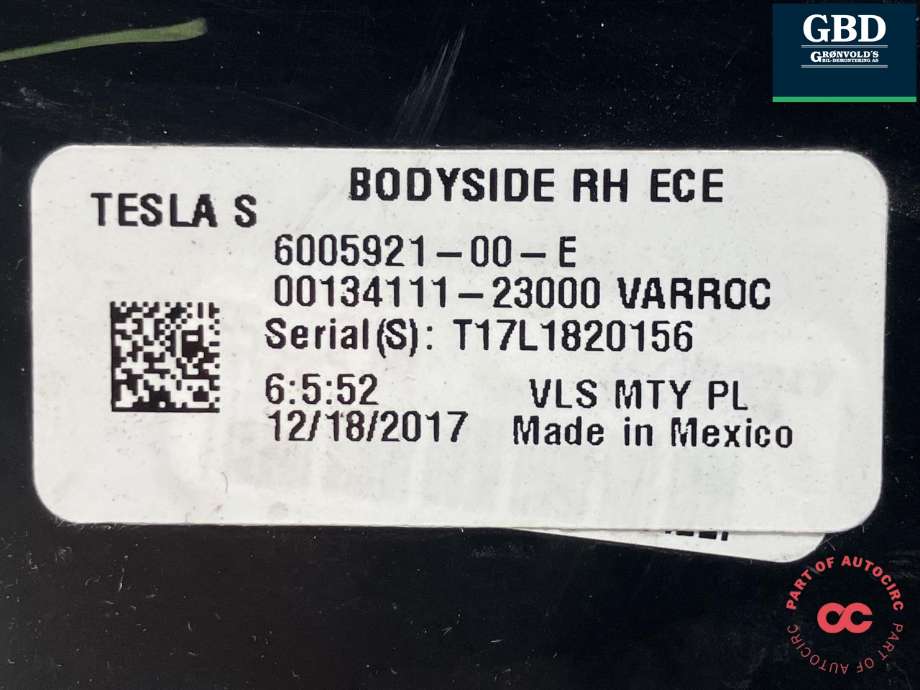 Baklykt høyre ytre til Tesla Model S 2013-2016 (Fase 1) (6005921-00-E|6005921-00-F|)