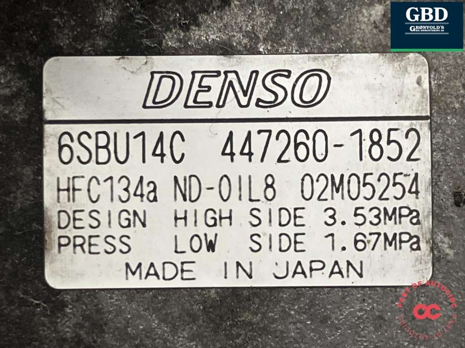 Aircondition kompressor til BMW X1 2009-2015 (E84) (E84) (DENSO|64 52 6 987 862|447260-1852|GE447190-8464)