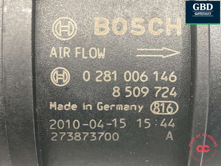 Luftmengde/luftmassemåler til BMW X1 2009-2015 (E84) (E84) (BOSCH|13 62 8 509 724|0 281 006 146|)