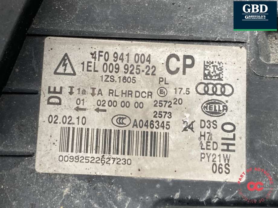 Frontlykt høyre xenon til Audi A6 2008-2011 (Type III, Fase 2) (C6) (C6) (4F0 941 030 FR|4F0 941 030 CP|4F0 941 004 CP)