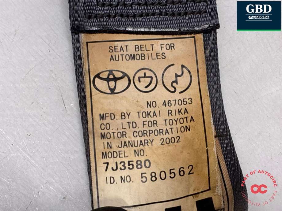 Sikkerhetsbelte bak høyre til Toyota RAV4 2000-2006 (Type II) (7336042140B0|)