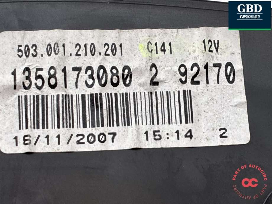 Instrumentpanel til Peugeot Boxer 2007-2013 (Type III, Fase 1)  (6103 NT|6106 ZR |  1358173080|16 090 564 80)