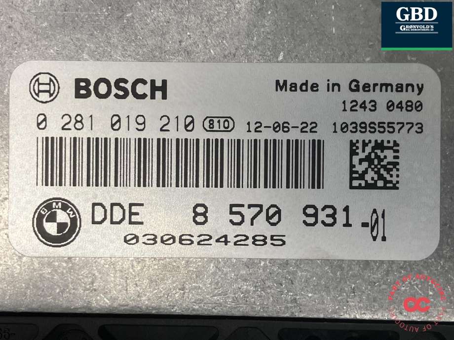 Styreenhet motor til BMW 3-Serie 2012-2018 (F30/F31/F34) (F30/F31/F34) (BOSCH|13 61 8 576 333|8 570 931|0 281 019 210)