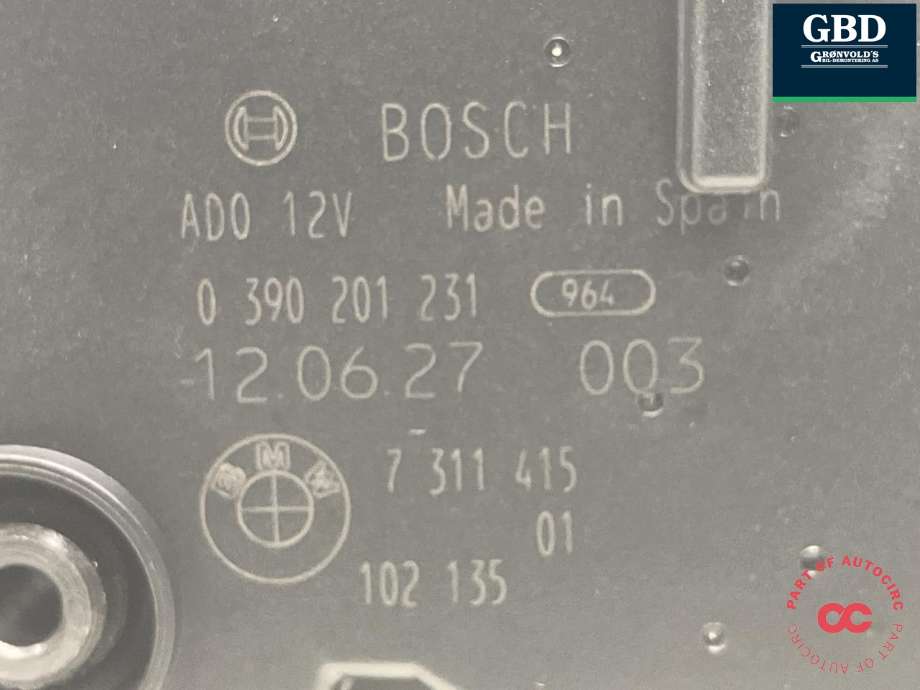 Viskermotor bakrute til BMW 3-Serie 2012-2018 (F30/F31/F34) (F30/F31/F34) (BOSCH|67 63 7 311 415|0 390 201 231|)