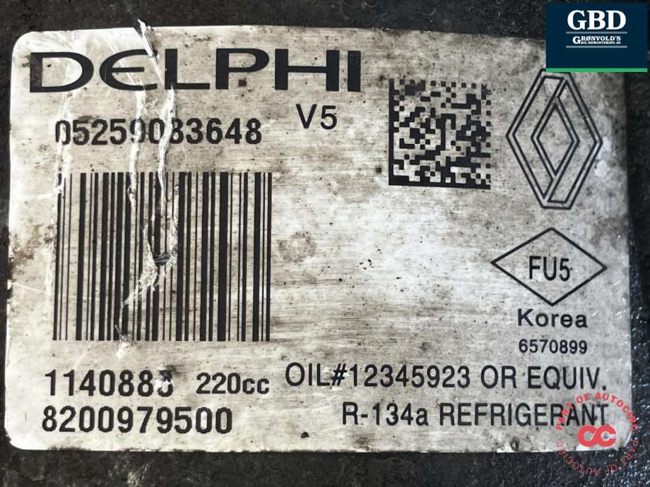 Aircondition kompressor til Nissan Interstar 2004-2010  (DELPHI|2763000Q3L|2763000Q3B|8200979500| 05259083648)
