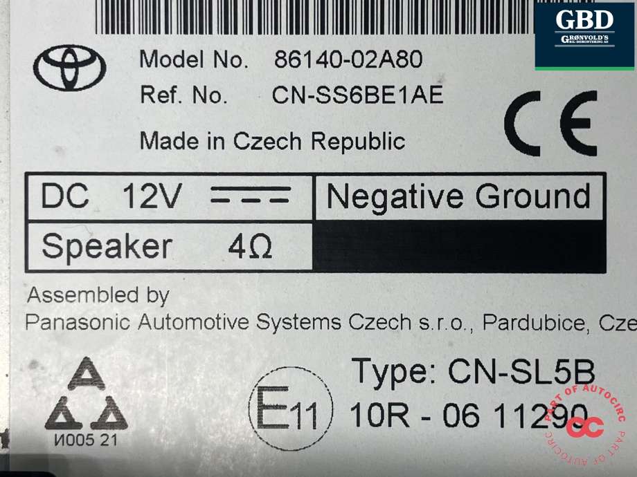 Bilstereo navigasjon til Toyota Corolla 2019-->>  (PANASONIC|8614002A81|86140-02A80|CN-SS6BE1AE)