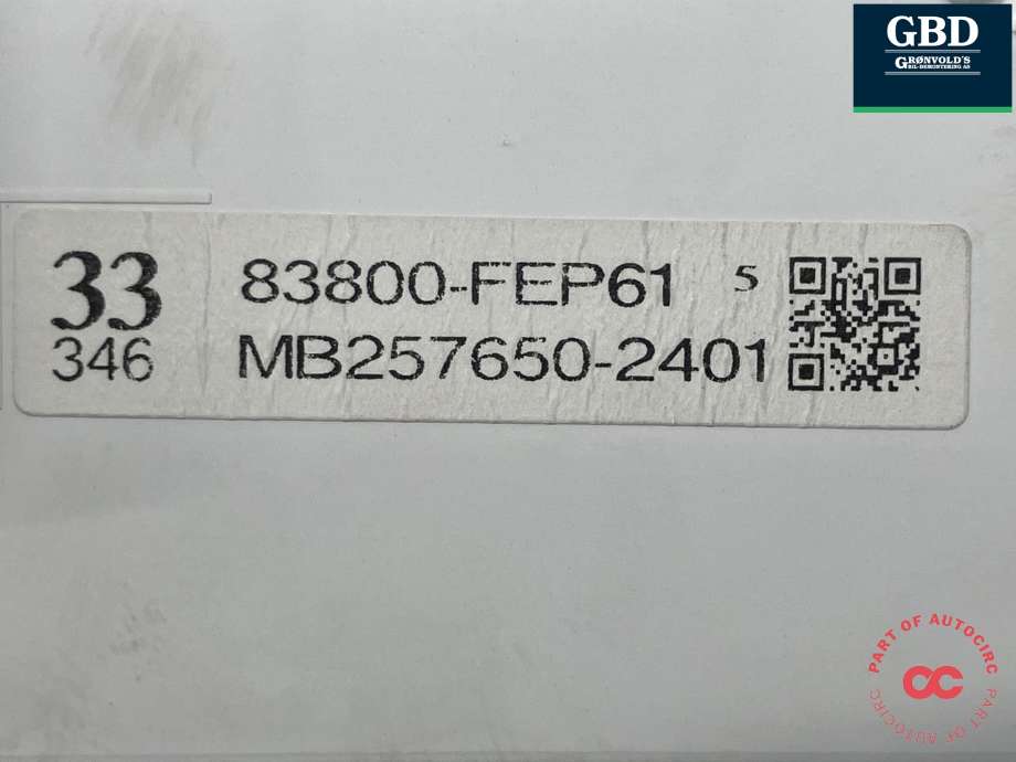 Instrumentpanel til Toyota Corolla 2019-->> (83800FEV91|83800-FEP61|MB257650-2401)