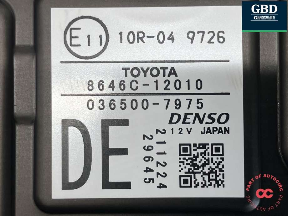 Kamera til Toyota Corolla 2019-->> (DENSO|8646C12010|8646C-12010|036500-7975)