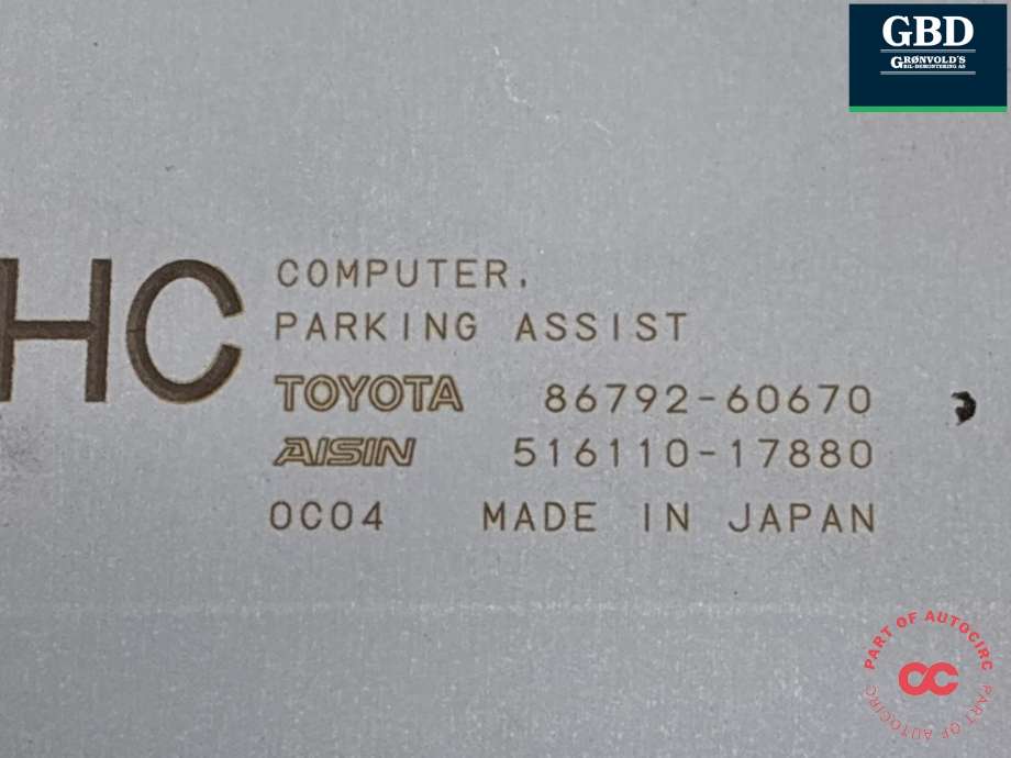 Styreenhet parkering til Toyota Land Cruiser 150 2014-->> (Fase 2)  (8679260670|)