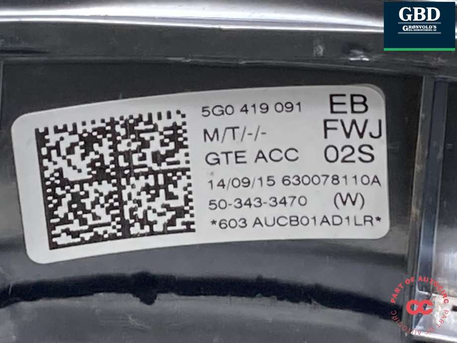 Ratt til VW Golf VII 2012-2017 (Fase 1)  (5G0 419 091 EB|5G0 419 091 GN FWJ|5G0 419 091 EB FWJ)
