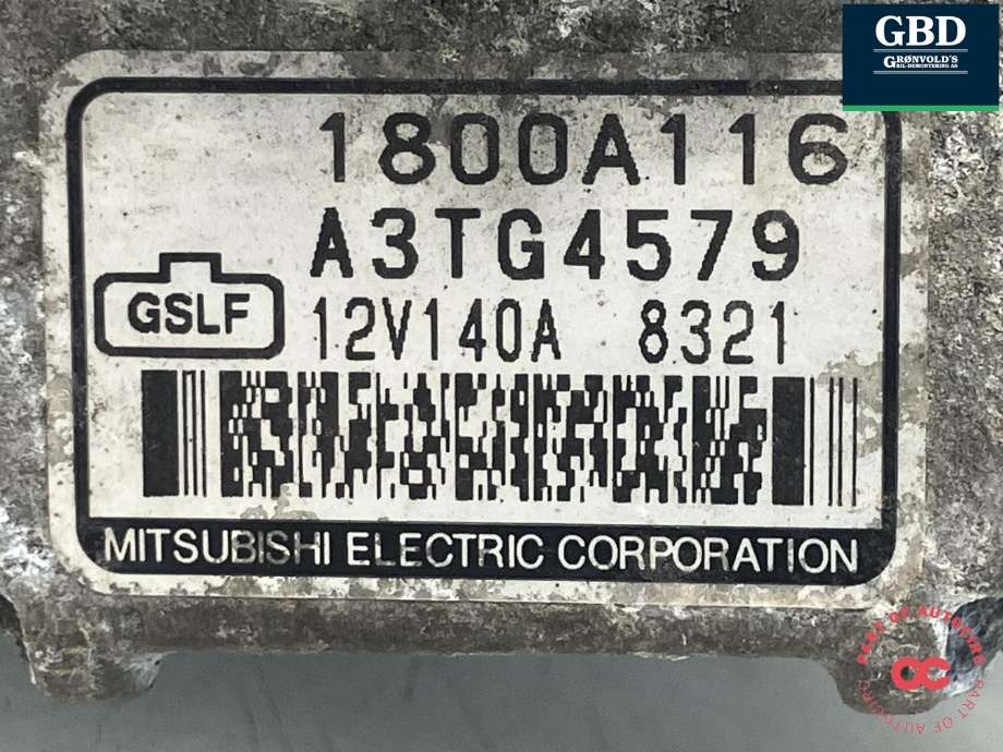 Dynamo diesel til Mitsubishi Pajero 2007-2016 (Type IV, Fase 1)  (MITSUBISHI|1800A116|A3TG4579|)