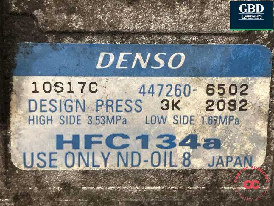 Aircondition kompressor til Mitsubishi Pajero 2007-2016 (Type IV, Fase 1) (DENSO|7813A186|447260-6502|)