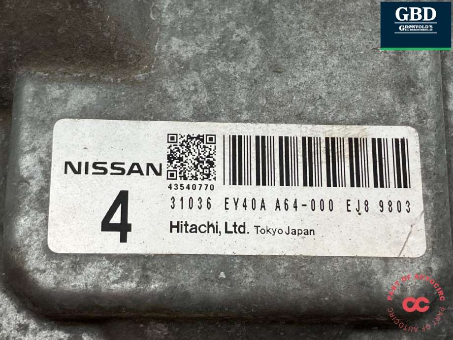Styreenhet girkasse til Nissan Qashqai 2007-2010 (Type I, Fase 1)  (31036EY40A|31036 EY40A A64-000|)