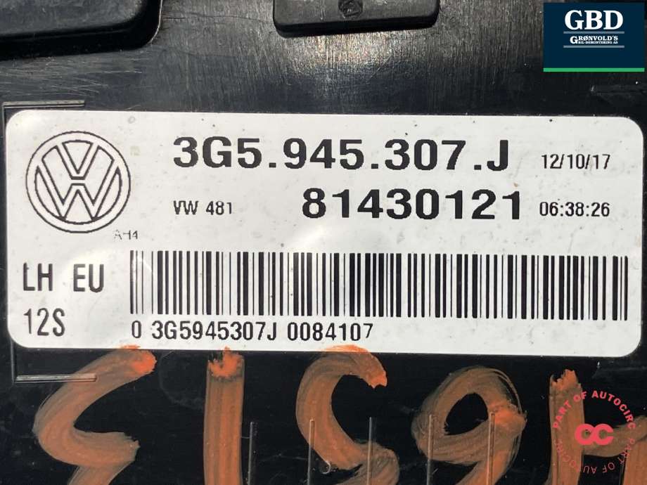 Baklykt venstre indre til VW Passat 2015-2019 (Fase 1) (B8) (B8) (3G5 945 307 J|)